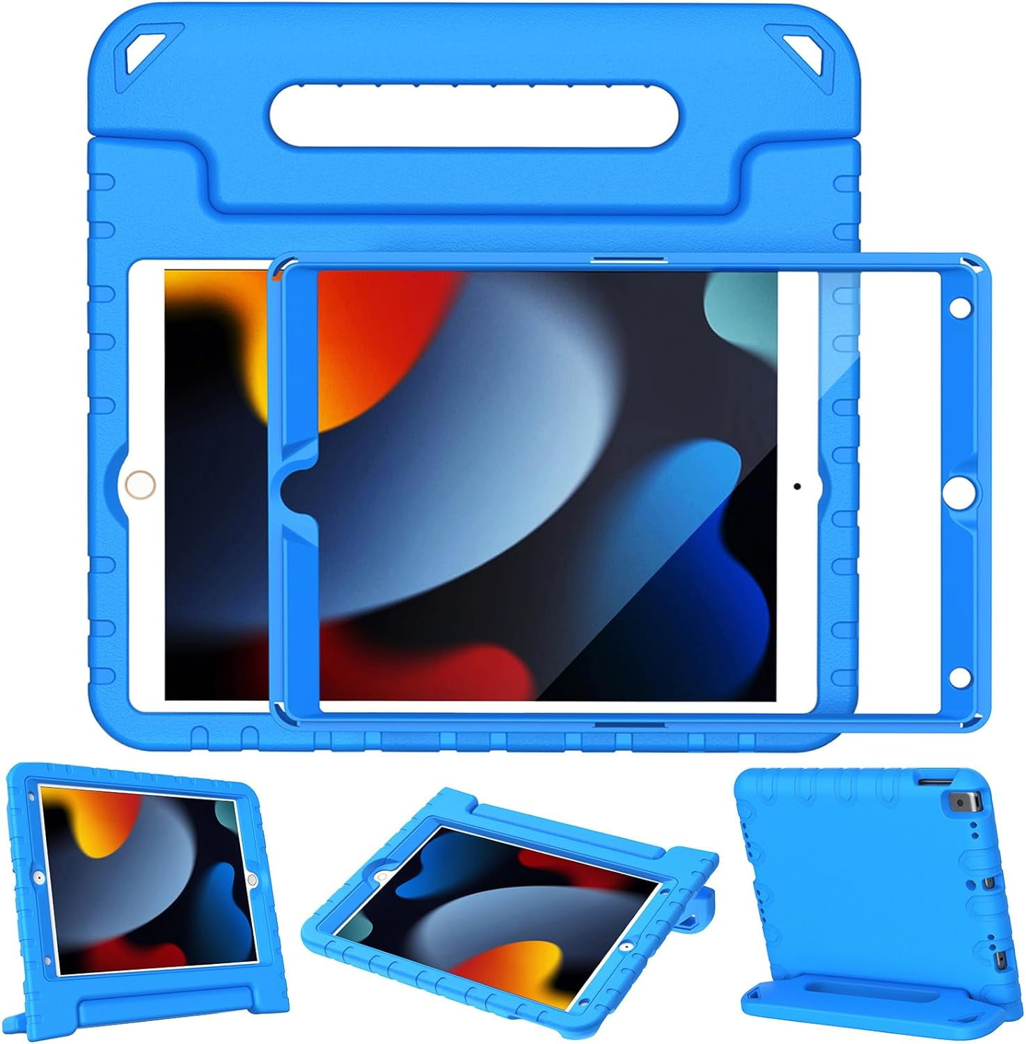 BMOUO Kids Case for iPad 9th/ 8th/ 7th Generation (2021/2020/ 2019), iPad 10.2 Case for Kids, Shockproof Handle Stand Case for iPad 9/8/ 7 Generation 10.2 Inch - Blue