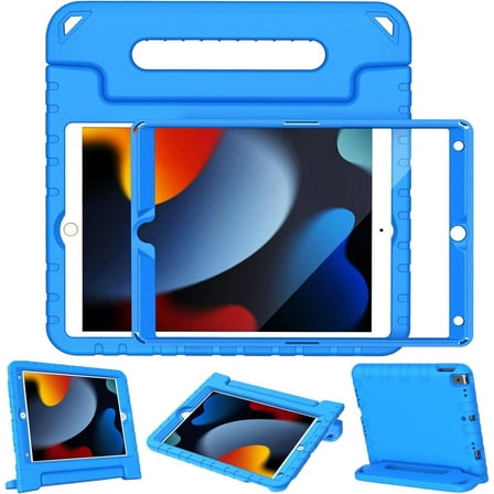 BMOUO Kids Case for iPad 9th/ 8th/ 7th Generation (2021/2020/ 2019), iPad 10.2 Case for Kids, Shockproof Handle Stand Case for iPad 9/8/ 7 Generation 10.2 Inch - Blue