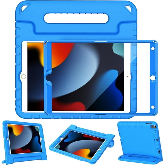 BMOUO Kids Case for iPad 9th/ 8th/ 7th Generation (2021/2020/ 2019), iPad 10.2 Case for Kids, Shockproof Handle Stand Case for iPad 9/8/ 7 Generation 10.2 Inch - Blue