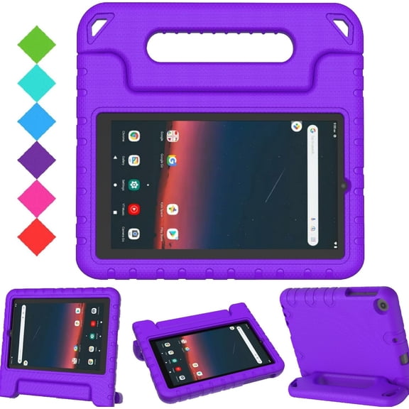BMOUO Kids Case for Onn 7 inch Tablet, Onn 7 inch Tablet Case with Screen Protector, Shockproof Light Weight Protective Handle Stand Case for Onn 7 inch Tablet 2019 (Model: 100005206) - Purple