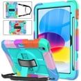 thumbnail image 1 of BMOUO iPad 10th Generation Case - iPad 10.9 2022 Case with Screen Protector, 360 Rotating Stand & Pencil Holder & Hand & Shoulder Strap Shockproof Kids Case for 10.9 inch iPad 10th Gen 2022, Turquoise, 1 of 9