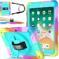 thumbnail image 1 of BMOUO BMOUO Case for iPad 6th/5th Generation Case (9.7 inch, 2018/2017), 360°Rotating Stand, Hand/Shoulder Strap Shockproof iPad 9.7” Case for iPad Air 2, Turquoise, 1 of 3