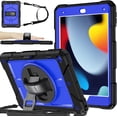 thumbnail image 1 of BMOUO iPad 9th/8th/7th Generation Case, New iPad 10.2 Case,3 Layer Hybrid Shockproof [360 Rotating Stand][Hand Strap] [Pencil Holder] Kids Case for iPad 10.2 inch 2021/2020/2019 - Black/Deep Blue, 1 of 9