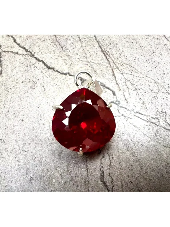 BMR Jewels Natural Burma Ruby Drop Pendant 35 Ct, , Red, 925 Silver
