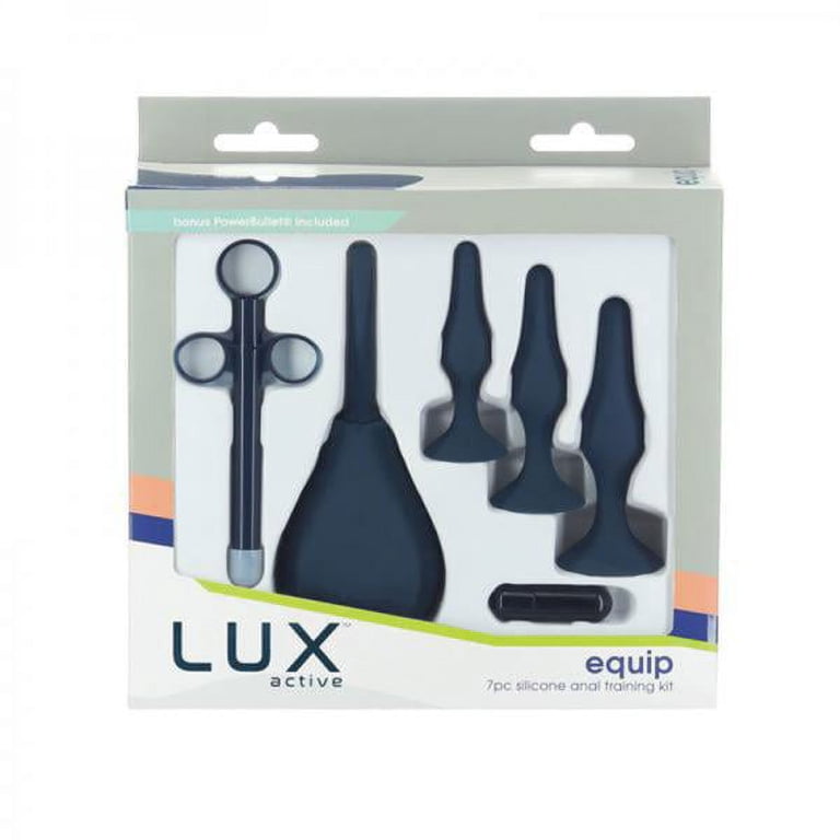 sex toys for anal sex BMS Enterprises Lux Active Equip Silicone Anal Plug Training Kit - Dark  Blue