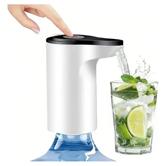 BMSM Wireless Electric Water Bottle Dispenser, Portable USB Rechargeable Automatic Drinking Water Pump for 2-5 Gallon Jugs (White)