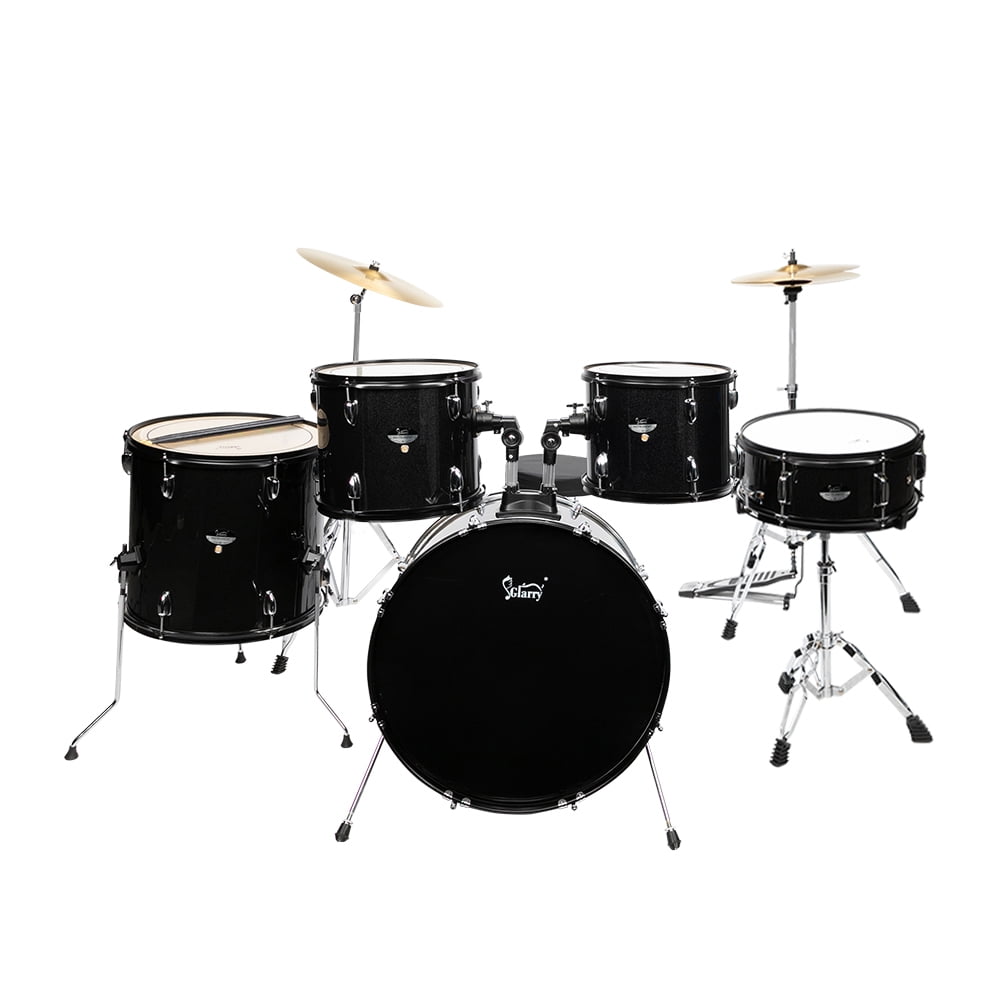 BMTBUY Glarry Full Size Adult Drum Set 5-Piece Black with Bass Drum ...