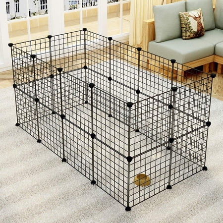 BMTBUY Pet Playpen for Small Animals, Guinea Pigs, Rabbits Kennel Crate Fence Tent Black 24pieces (And 8pieces For Free)