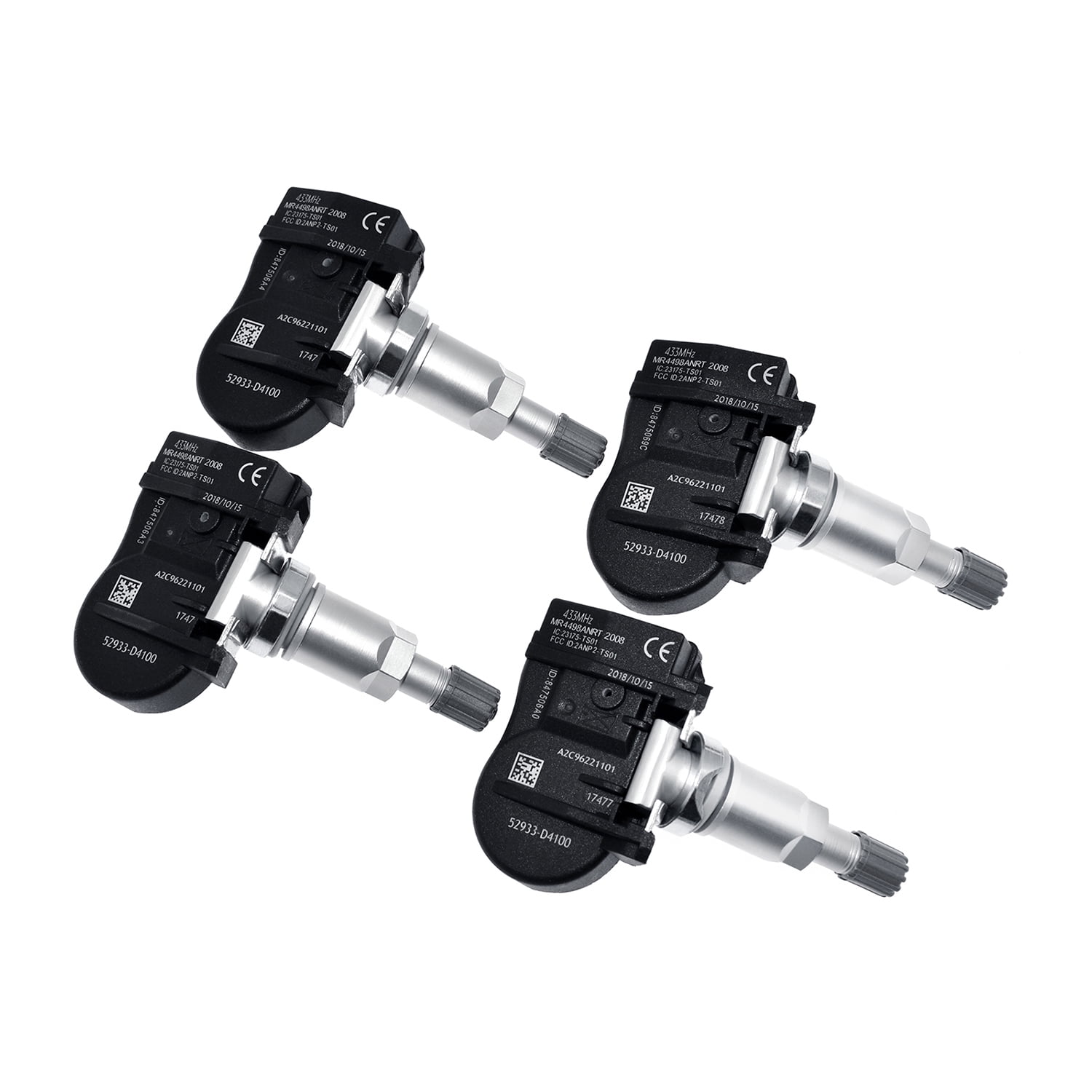 BMTBUY TPMS Tire Pressure Monitor System 4pcs 433MHz Sensors For