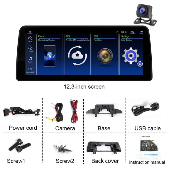 BMW 1/2/3/4 Series F20 F30 F31 2016-2019 Linux 12.3" Car Stereo with Wireless Carplay Android Auto 5G WiFi BT5.2 Mirror Link AHD Backup Camera