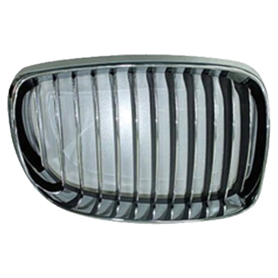 For BMW 125i 2011 2012 2013 Grille Passenger Side | Front | Inner | Edge Black Fins | Made Of Plastic | Black and Chrome Frame | Replacement For BM1200227 | 104-50562A, 51137179656