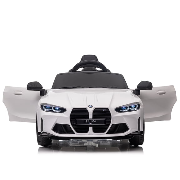 BMW 12V Electric Car for Kids, Battery Powered 4 Wheels Ride On Car with Remote Control, Ride On Toy for 3-4 Years Old Kids with USB, MP3. Bluetooth, LED Light, White