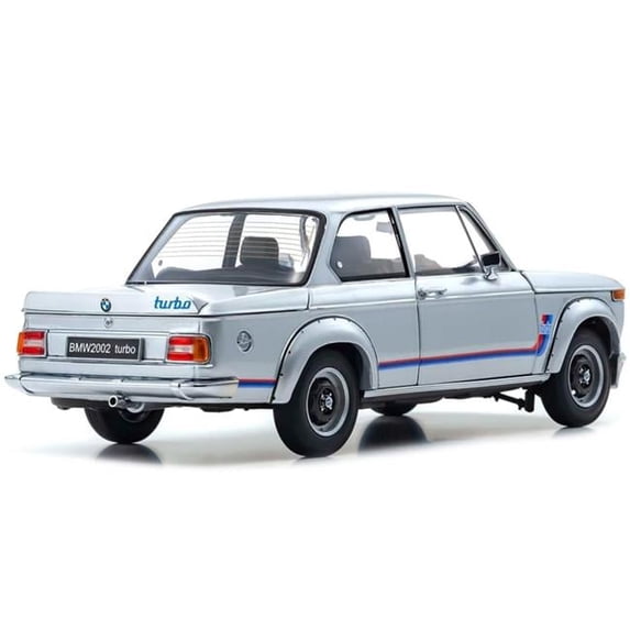 BMW 2002 Turbo & Blue Stripes 1 by 18 Scale Diecast Model Car, Silver with Red
