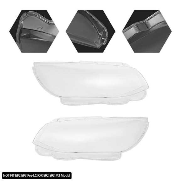BMW 3 Series E92/E93 Headlight Lens Covers, 2010-2013 LCI Facelift, Clear PC, UV Coated, Protects Headlight from Scratches, Direct Fit Replacement