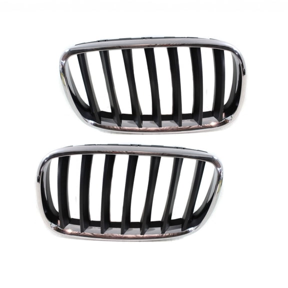 For BMW 335i xDrive/M3/335d 2009 2010 2011 Grille Driver and Passenger Side | Pair | Black Edge Center Fins | w/ Chrome Frame | Replacement For BM1200192, BM1200191 | 51137201967, 51137201968