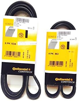 BMW Serpentine Belt Kit – Contitech Alt, Water Pump, Power Steering & A/C Belts – 5PK863/6PK1538