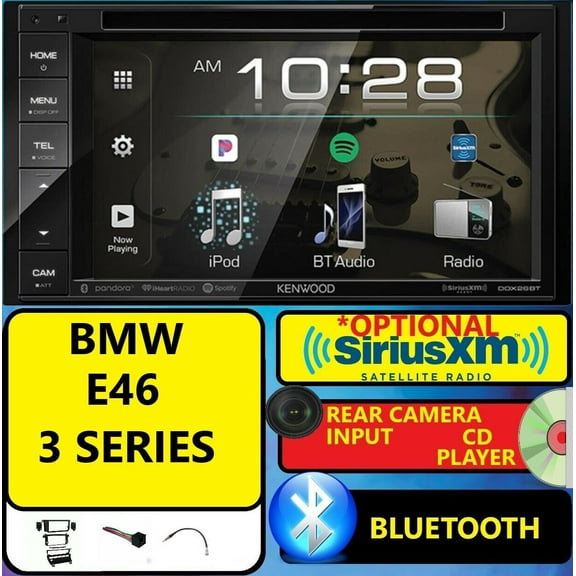 BMW E46 BLUETOOTH DVD USB Double Din Car Stereo Radio Dash Kit OPTIONAL SIRIUSXM