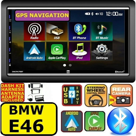 BMW E46 GPS NAVIGATION SYSTEM BLUETOOTH APPLE CARPLAY CAR RADIO STEREO PACKAGE