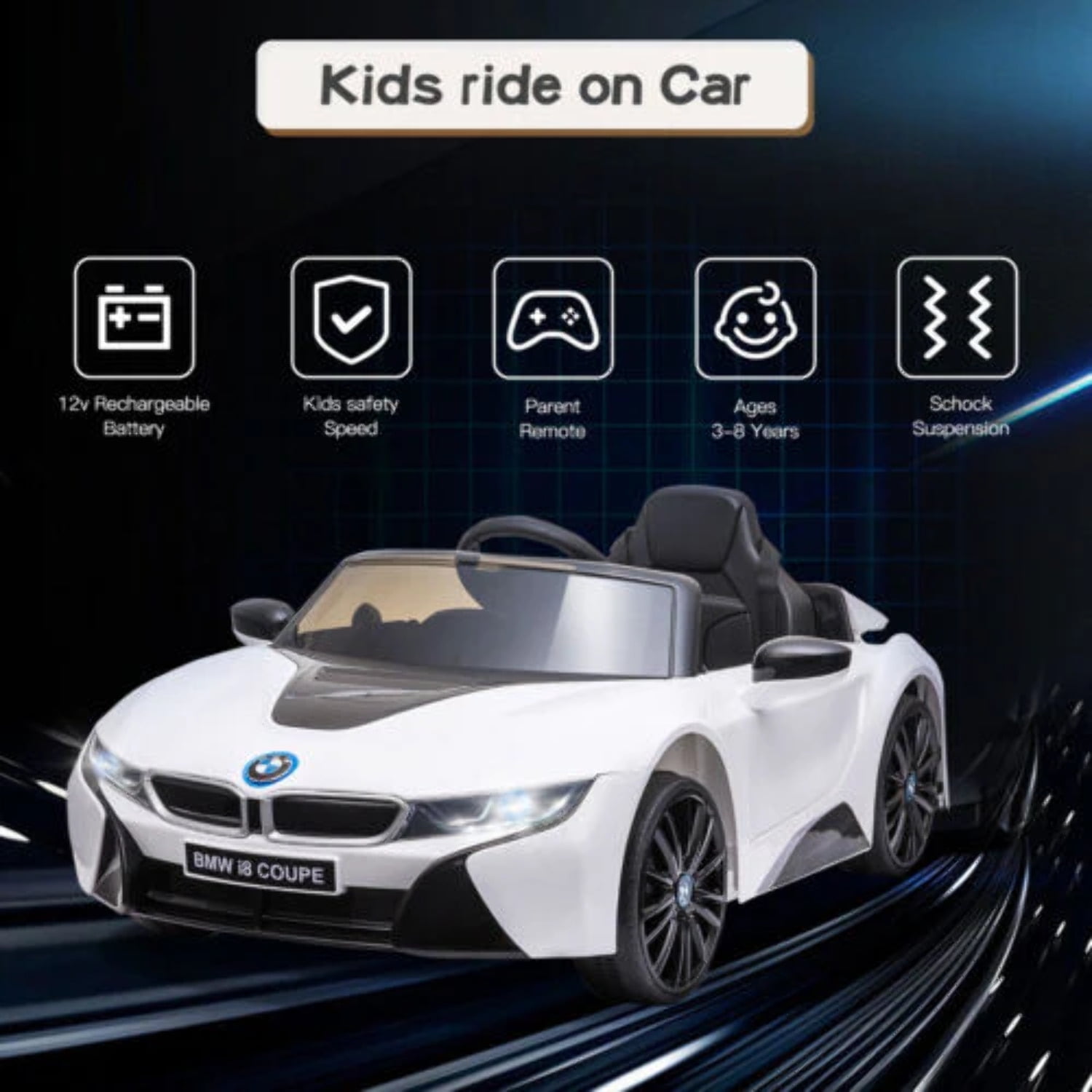BMW I8 Electric Ride-On Car for Kids with 2.4G Remote Control and MP3 ...