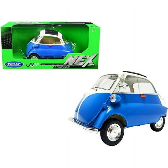 BMW Isetta Blue and White NEX Models 1/18 Diecast Model Car by Welly