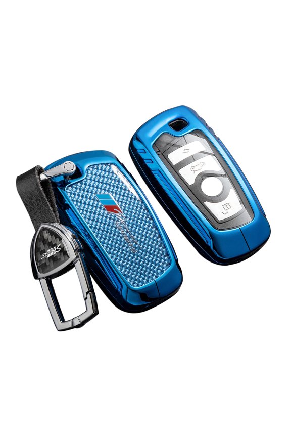 for BMW Key Fob Cover with Keychain,Real Carbon Fiber Zinc Alloy Protection Key Case Compatible with BMW 1 3 4 5 6 7 Series X1 X3 X4 M5 M6 GT3 GT5 Smart Remote keyless Key shell Accessories