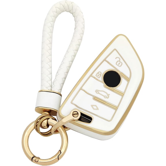 for BMW Key Fob Cover with Keychain, Soft TPU Key Case Protection Fit for BMW X1 X2 X3 X5 X6 X7 and Series 1 2 3 4 5 6 7 8 Remote Smart Key Protector,1