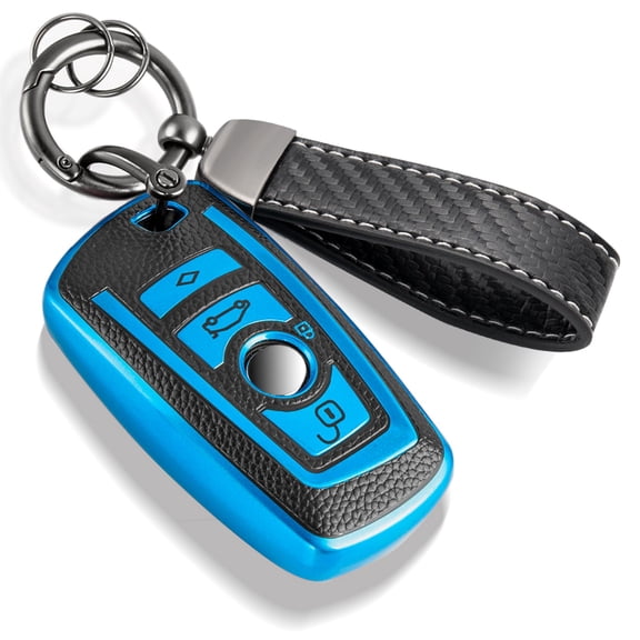 for BMW Key Fob Cover with Metal Braided Rope Keychain for BMW Accessories, Upgraded Soft Key Case for 1 3 4 5 7 Series GT3 5 M3 X3 4 6 Smart Key Shell