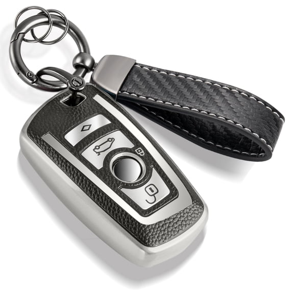 for BMW Key Fob Cover with Metal Braided Rope Keychain for BMW Accessories, Upgraded Soft Key Case for 1 3 4 5 7 Series GT3 5 M3 X3 4 6 Smart Key Shell