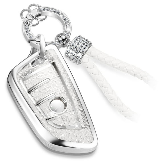 for BMW Key Fob Cover with Upgraded Anti-Lost Metal Braided Rope Keychain,Exquisite Soft TPU Key Case for X1/3/4//5/6/7 I4 M4 Z4 2/3/4/5 Series Smart Key