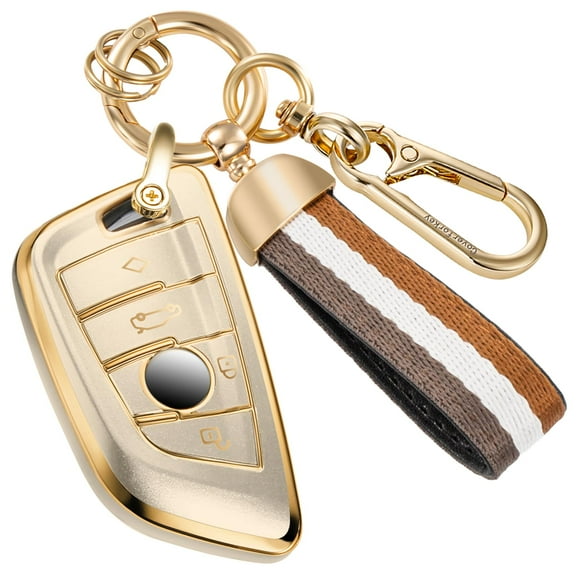for BMW Key Fob Cover with Upgraded Anti-Lost Metal Braided Rope Keychain,Exquisite Soft TPU Key Case for X1/3/4//5/6/7 I4 M4 Z4 2/3/4/5 Series Smart Key