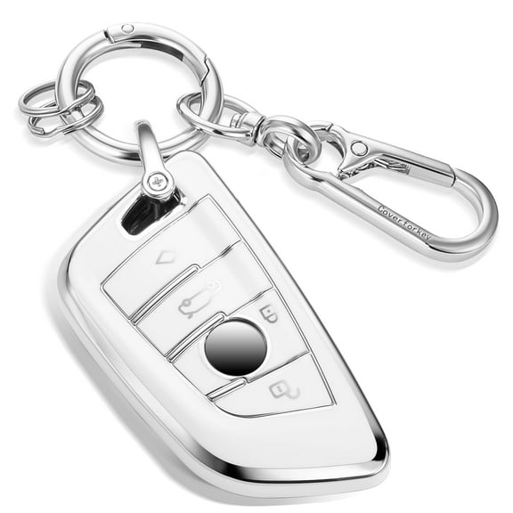 for BMW Key Fob Cover with Upgraded Anti-Lost Metal Braided Rope Keychain,Exquisite Soft TPU Key Case for X1/3/4//5/6/7 I4 M4 Z4 2/3/4/5 Series Smart Key