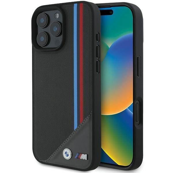 CG Mobile BMW Tricolor Carbon Look MagSafe Case For IPhone 16 Pro – Black/Blue/Red