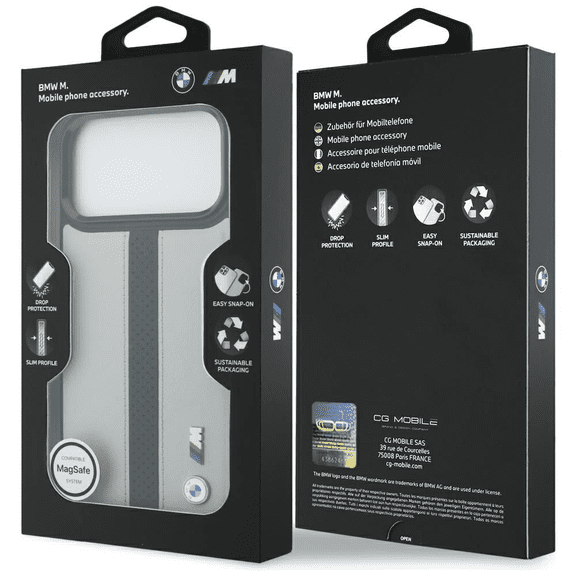 BMW M Perforated Stripe Logo Case with MagSafe for iPhone 17 Pro Max 6.9" Grey - BMHMP17X25PCPSGK