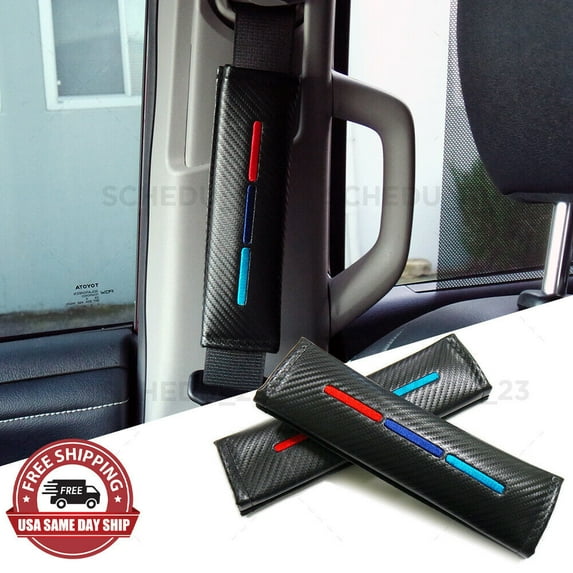 BMW M Power Sport Car Carbon Seat Belt Cover Safety Shoulder Strap Cushion Pad