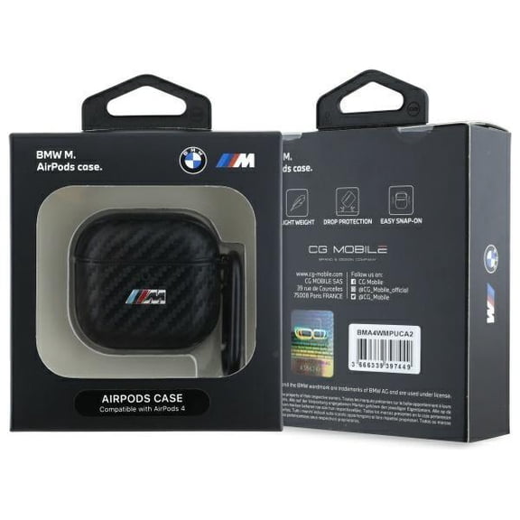 BMW M Series PU Carbon Case for AirPods 4 Black - BMA4CMPUCA