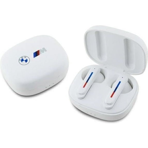 BMW M Sports Bluetooth Headphones TWS Docking Station with Printed Logo White - BMBEMIATP20LOH