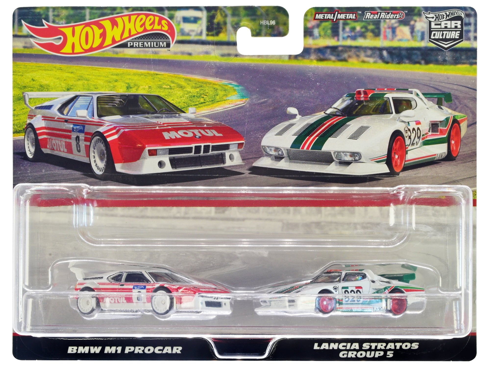 BMW M1 Procar #8 White w/Red Stripes & Lancia Stratos Group 5 #829 White w/Stripes Set of 2 Diecast Model Cars by Hot Wheels