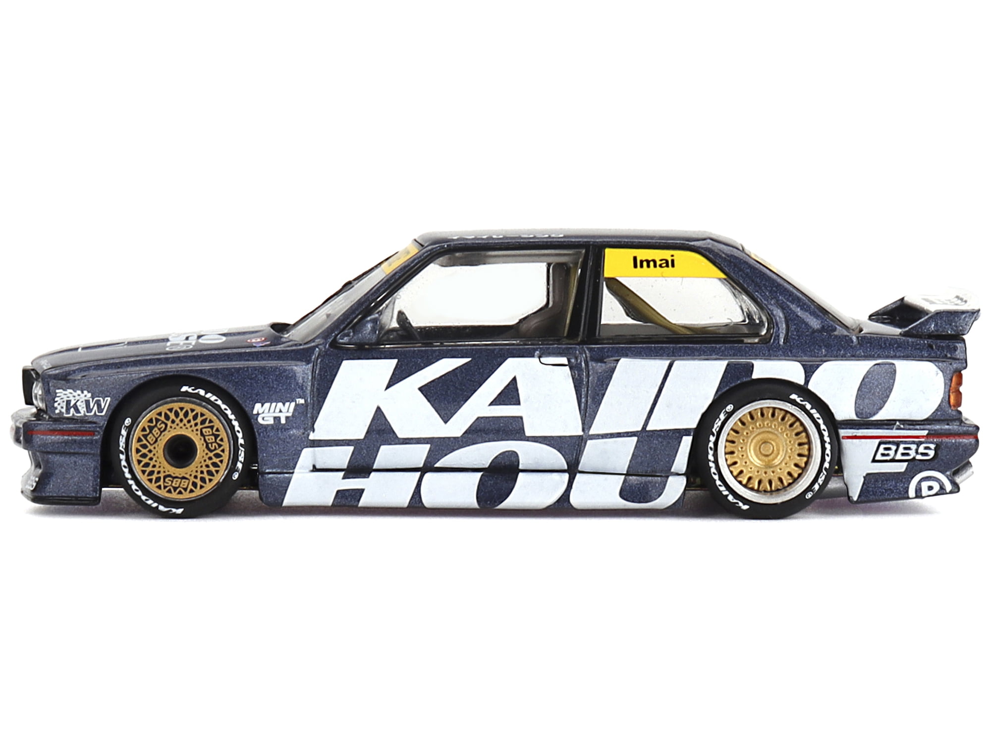 BMW M3 (E30) "Kaido Works V1" Dark Blue Metallic with Graphics (Designed by Jun Imai) "Kaido House" Special 1/64 Diecast Model Car by Mini GT