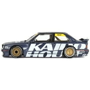 BMW M3 E30 Kaido Works V1 Dark Blue Metallic with Graphics Designed by Jun Imai Kaido House Special 1/64 Diecast Model Car by Mini GT