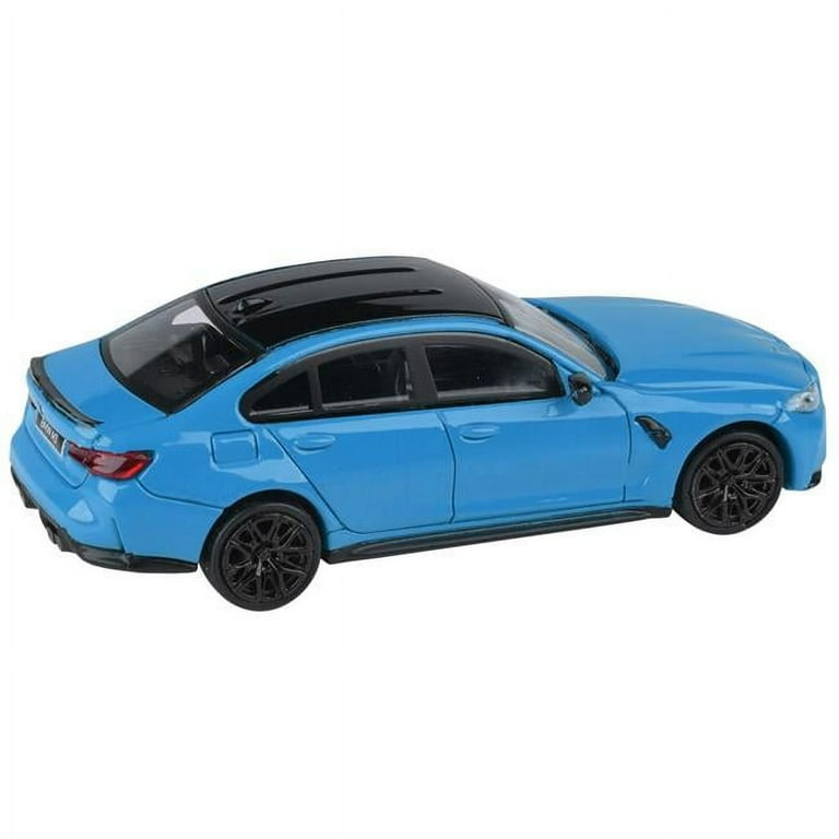 BMW M3 G80 1-64 Diecast Model Car, Miami Blue & Black