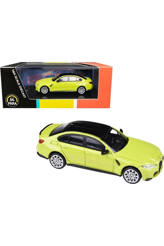 BMW M3 (G80) Sao Paulo Yellow with Black Top 1/64 Diecast Model Car by Paragon