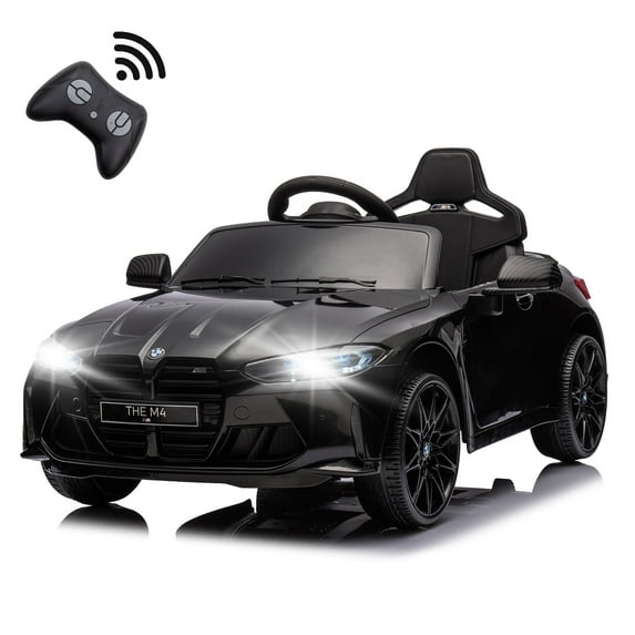 BMW M4 12V Kids Ride On Toy Car with Remote Control, Toddler Electric Car with 3 Speeds,USB,MP3,Bluetooth,LED Lights,Battry Powered Ride On Car For Kids Aged 3+,Black