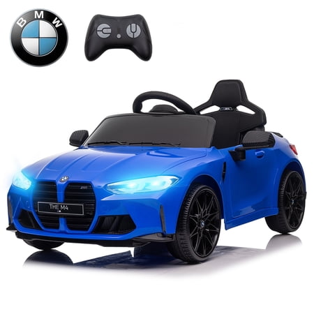 BMW M4 12V Kids Ride On Toy Car with Remote Control, Toddler Electric Car with 3 Speeds,USB,MP3,Bluetooth,LED Lights,Battry Powered Ride On Car For Kids Aged 3+,Blue