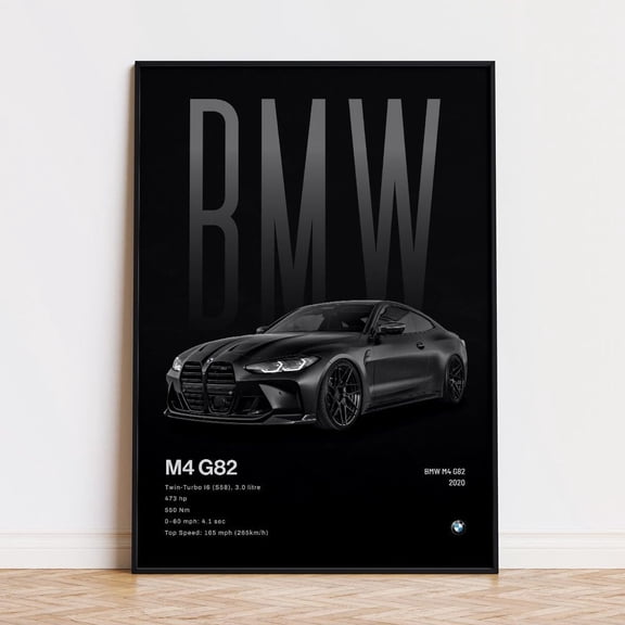BMW M4 G82 Poster German Sports Car Art Automotive Car Guy Gift M Power Wall Art