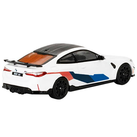 BMW M4 M-Performance G82 Alpine White with Carbon Top & Graphics Limited Edition to Worldwide 1 by 64 Scale Diecast Model Car - 3000 Piece