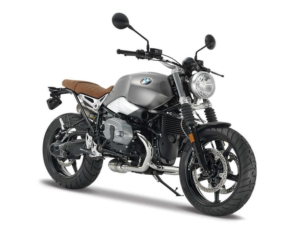 BMW R Nine T Scrambler Motorcycle [1:12 scale in Silver]