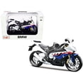 thumbnail image 1 of BMW S 1000 RR White with Blue and Red Stripes with Plastic Display Stand 1/12 Diecast Motorcycle Model by Maisto, 1 of 3