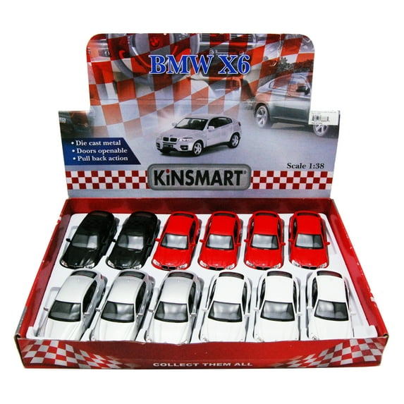 BMW X6 Diecast Car Package - Box of 12 1/38 scale Diecast Model Cars, Assorted Colors