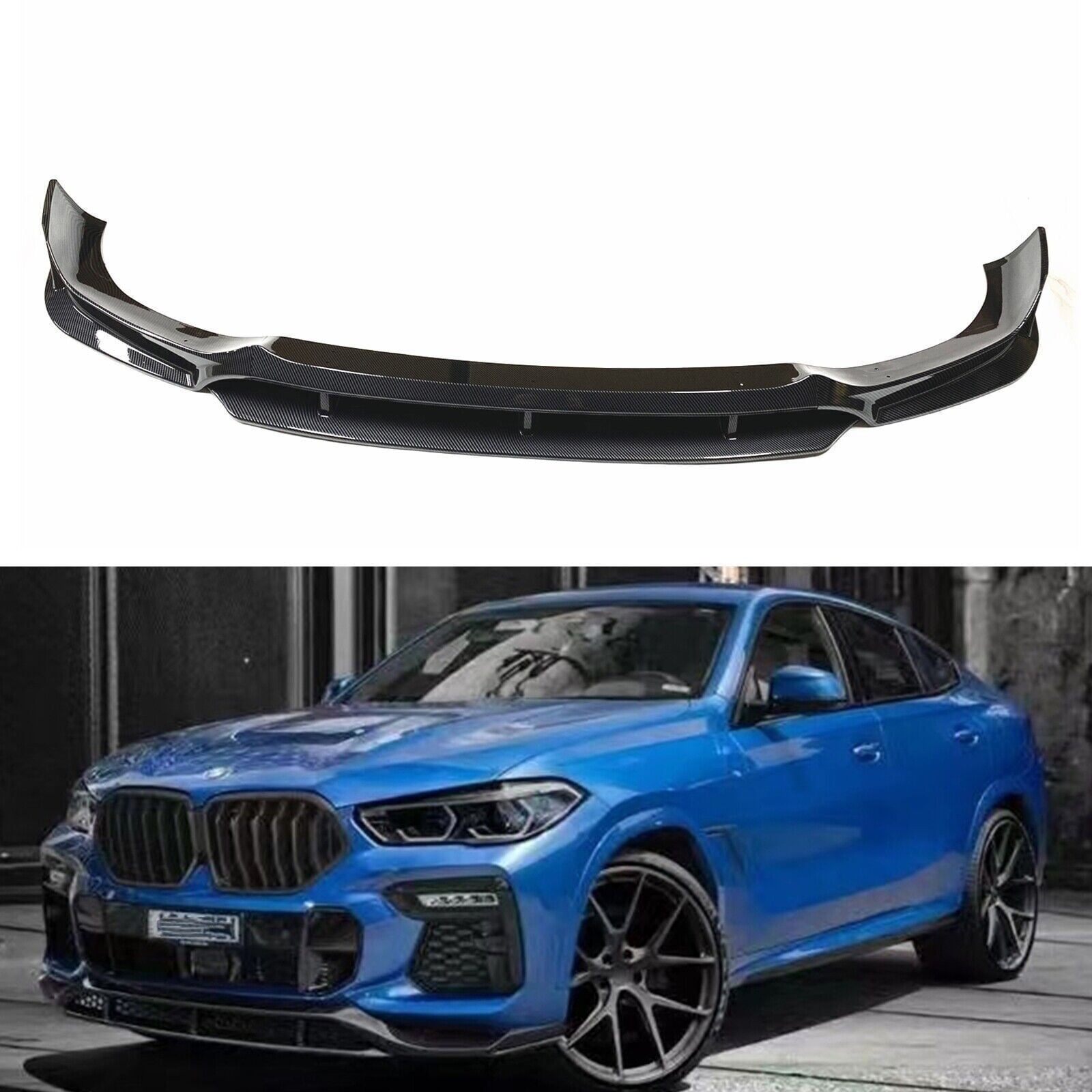 BaiCH Carbon Fiber-Style Front Bumper Splitter Lip for BMW X6 G06 2020 ...
