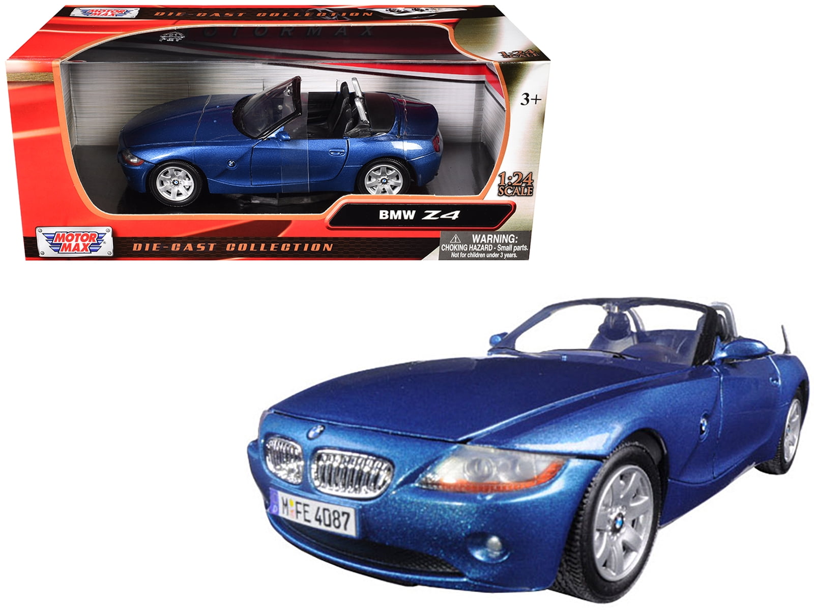 BMW Z4 Convertible Blue Metallic 1/24 Diecast Model Car by